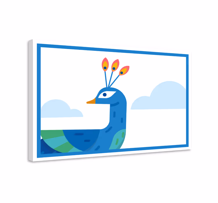 Gestileerde blauwe pauw Canvas schilderij dieren - TenStickers