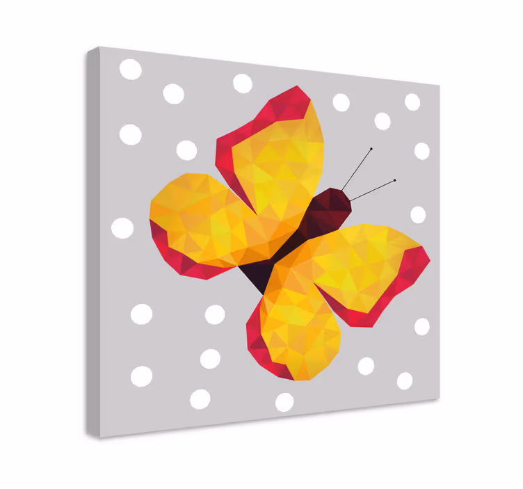 Gele geometrische vleugels Canvas schilderij vlinder - TenStickers