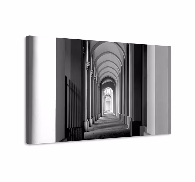 Perspectief van een gebogen gang 3D canvas schilderij - TenStickers