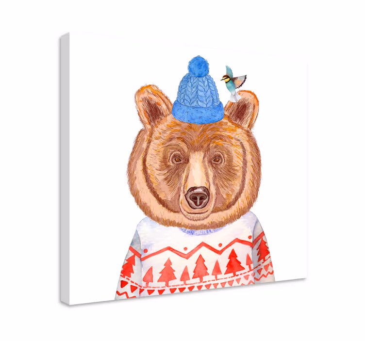 Canvas schilderij dieren schattige beer illustratie - TenStickers