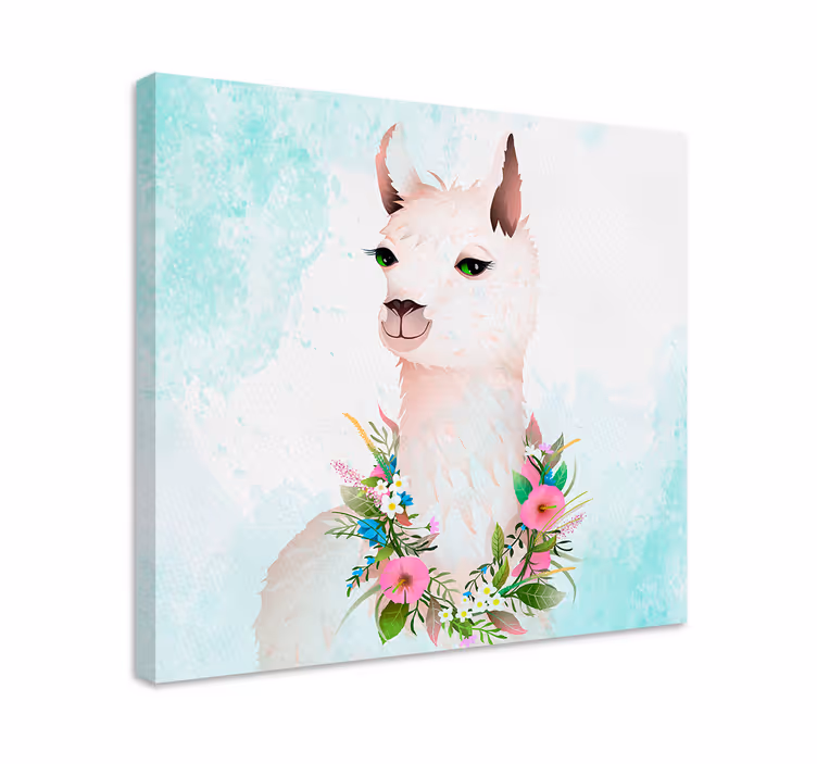 Canvas schilderij kinderkamer Heerlijke alpaca's - TenStickers