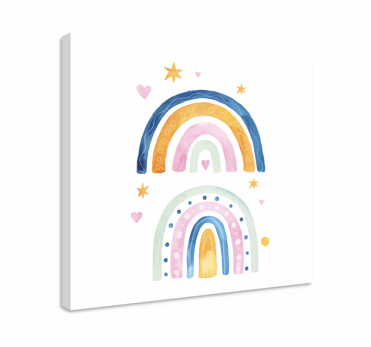 Canvas schilderij kinderen kleurrijke regenboog compositie - TenStickers