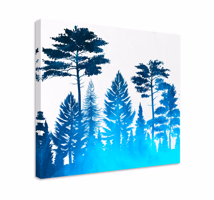 Canvas bomen silhouetten van een boslandschap - TenStickers
