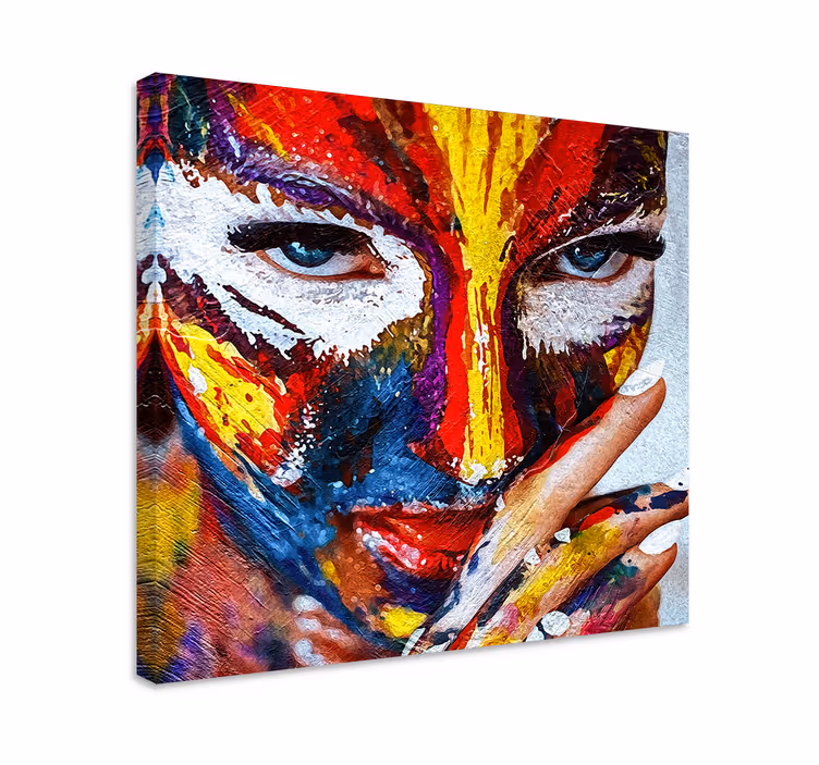 Canvas schilderij mensen en karakters kleurrijke gezichten - TenStickers