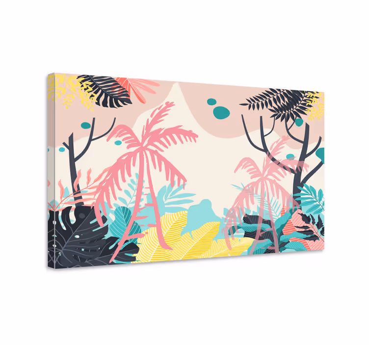 Canvas schilderij bloemen en planten tropisch natuurtafereel - TenStickers
