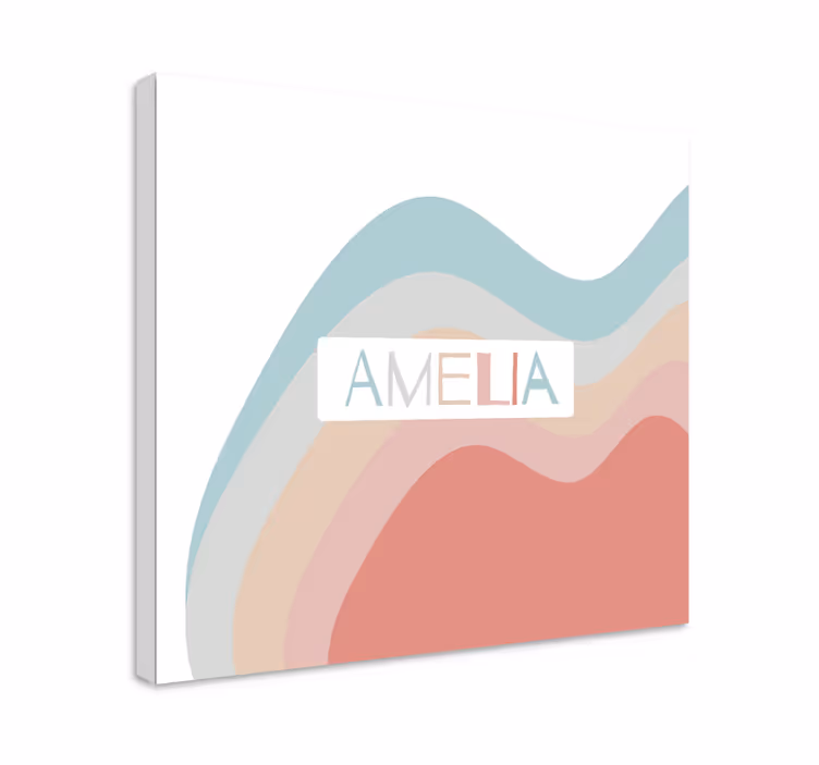 Alphabet en letters canvas schilderij golfende tekst - TenStickers