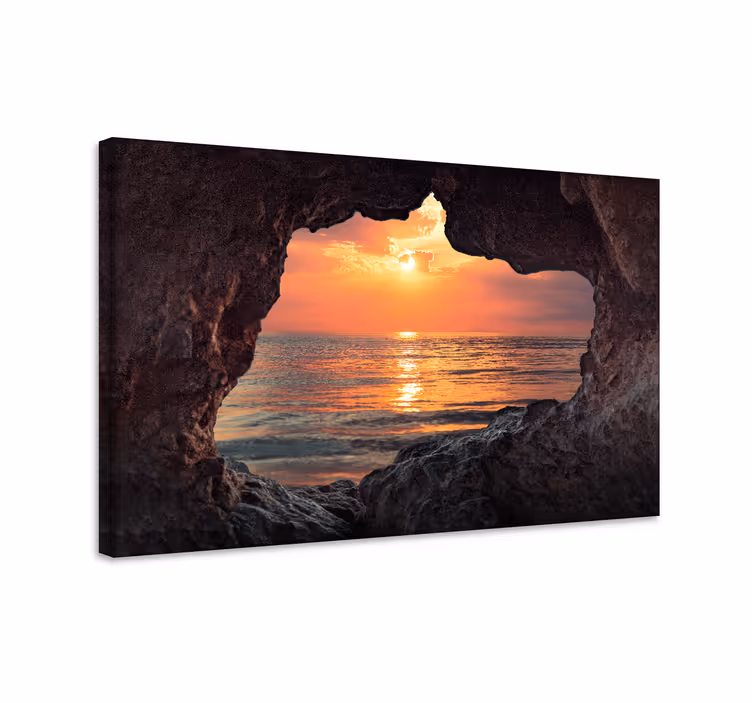 Canvas landschap zonsondergang door de rots - TenStickers