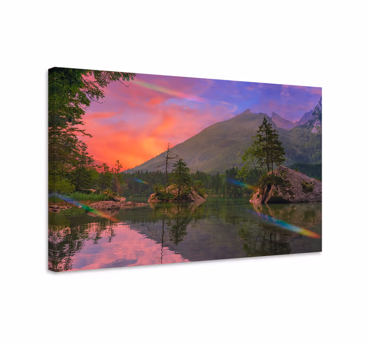 Canvas landschap bergreflectie sereniteit - TenStickers