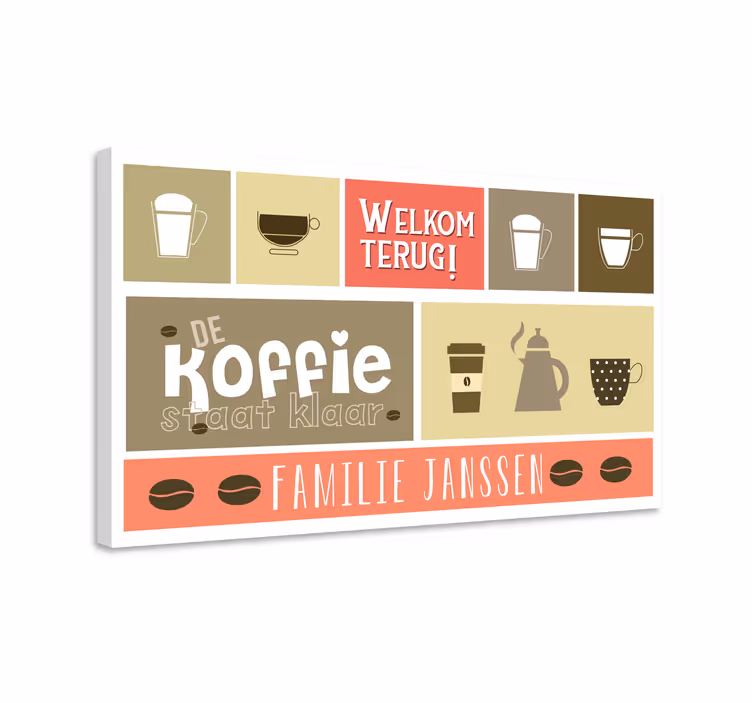 Gepersonaliseerde canvas welkom terug - TenStickers