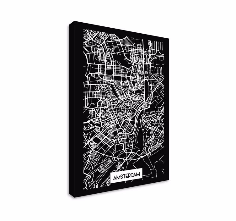 Canvas schilderij Amsterdam topografische kaart - TenStickers