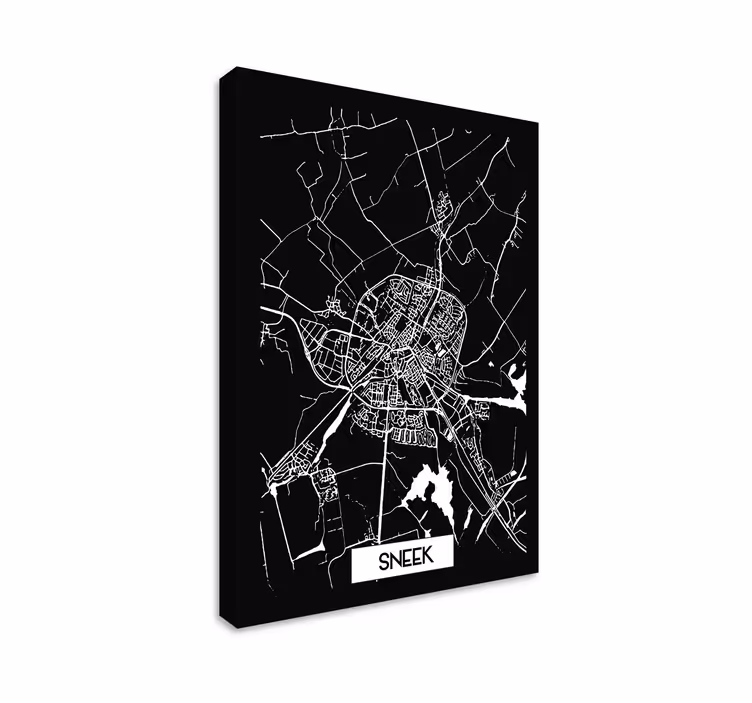 Canvas schilderij Sneek topografische kaart - TenStickers