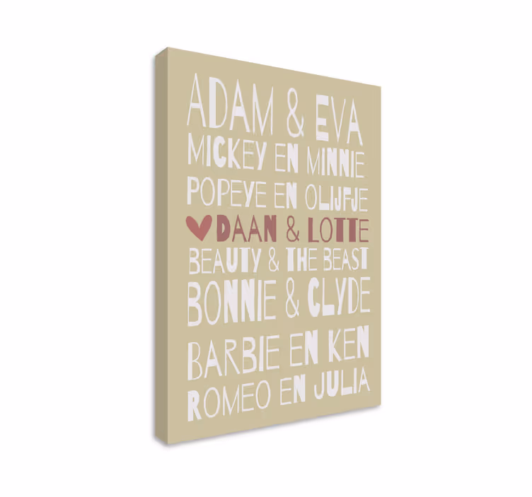 Gepersonaliseerde canvas schilderij liefde - TenStickers