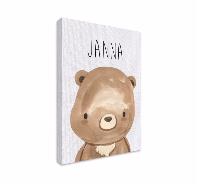 Gepersonaliseerde beer canvas met naam - TenStickers