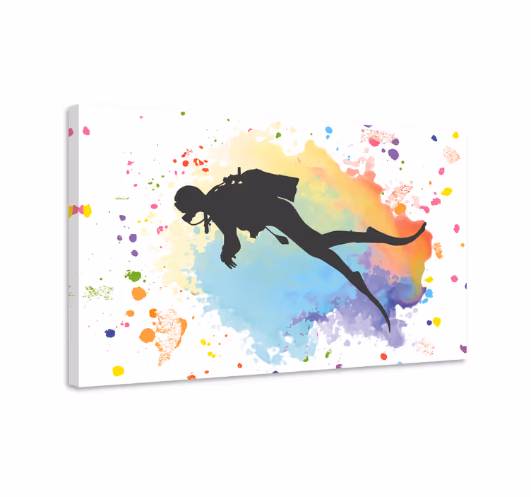 Canvas scuba duiker waterverf - TenStickers
