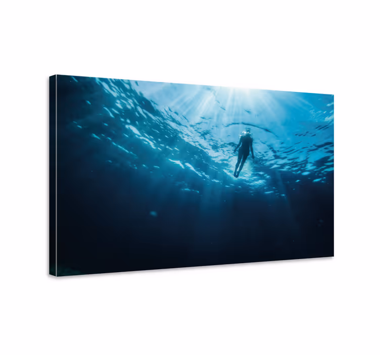 Canvas schilderij scuba duiker onderwater - TenStickers