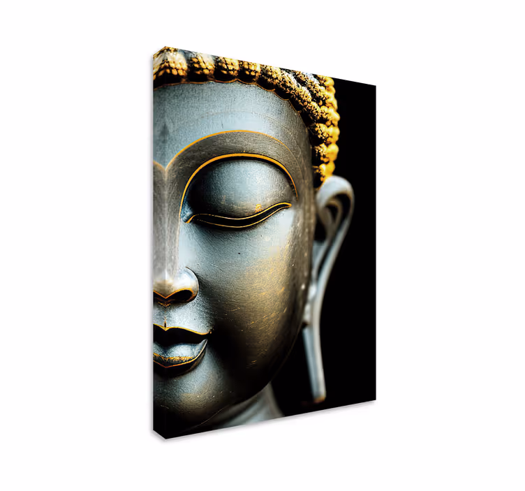 Canvas schilderij boeddha grijs en zwart - TenStickers