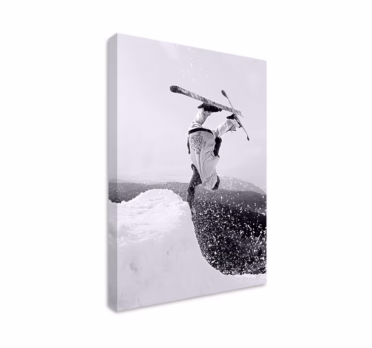 Zwart wit canvas met ski pro - TenStickers
