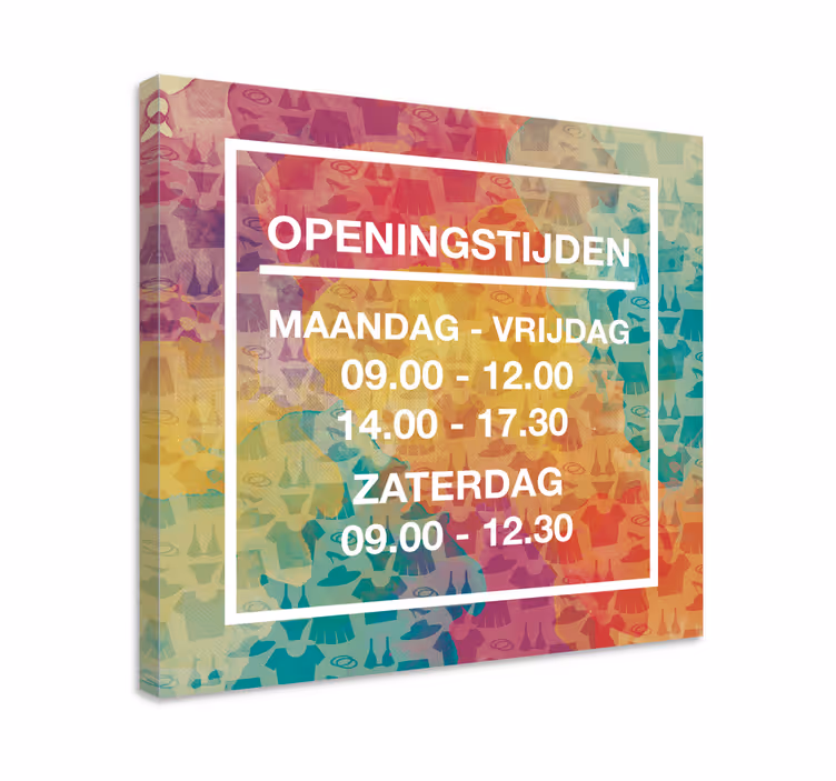 Kleurrijke canvas met aanpasbare openingstijden - TenStickers