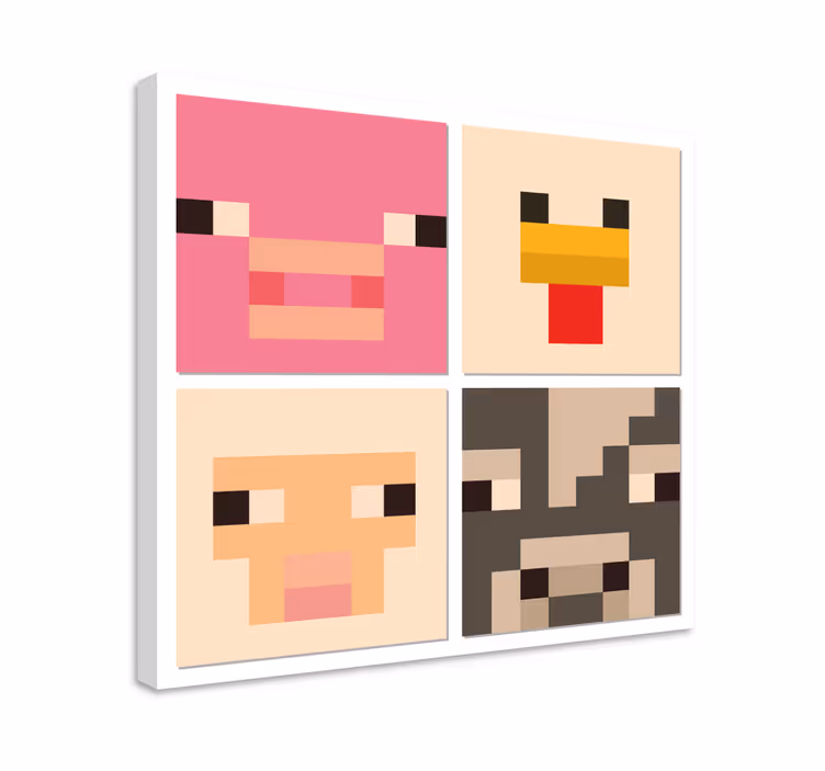 Pixel dieren van videospel canvas - TenStickers