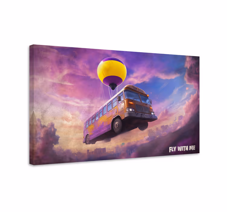 Vliegende bus met luchtballon canvas - TenStickers