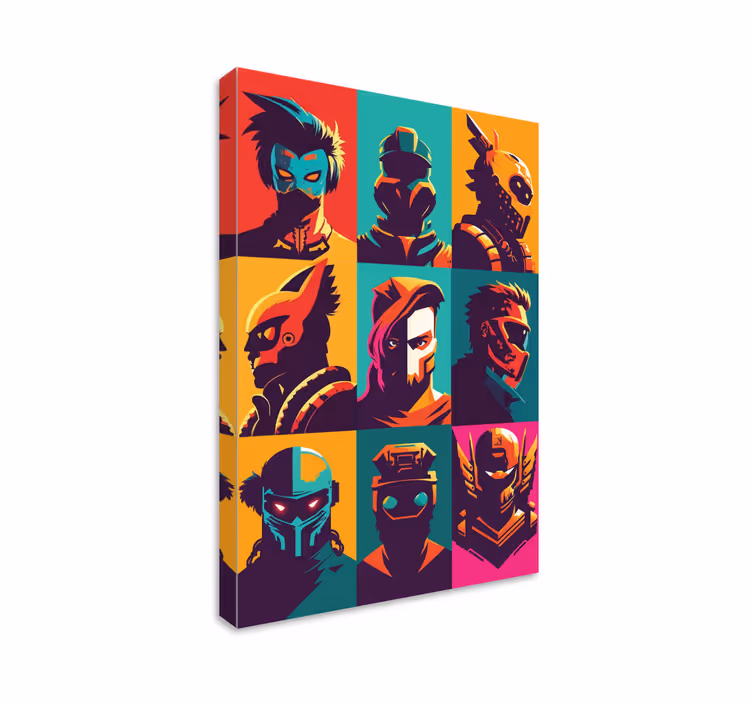 Collage gezicht van videogame karakters canvas - TenStickers