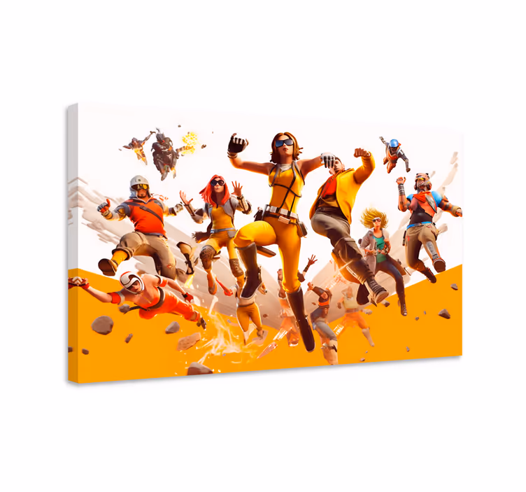 Vliegende aanval van karakters videogame canvas - TenStickers