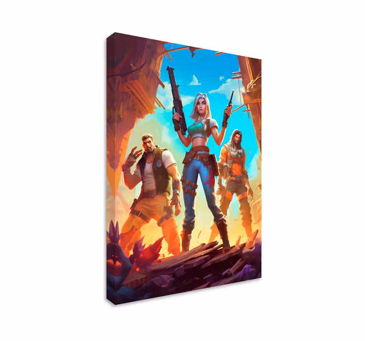 Krijgers in verlaten plaats videogame canvas - TenStickers
