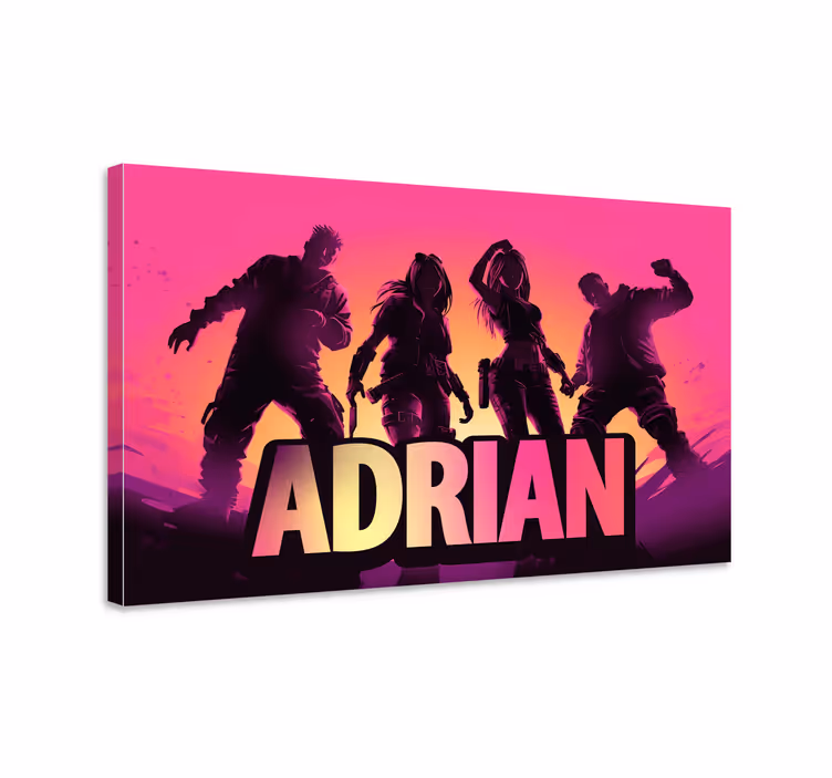 Dansende karakters videogame canvas met naam - TenStickers