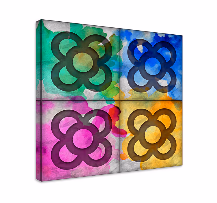 Kleurrijke canvas met groen blauw roze geel - TenStickers