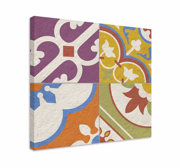Kleurrijk patroon op canvas vintage - TenStickers