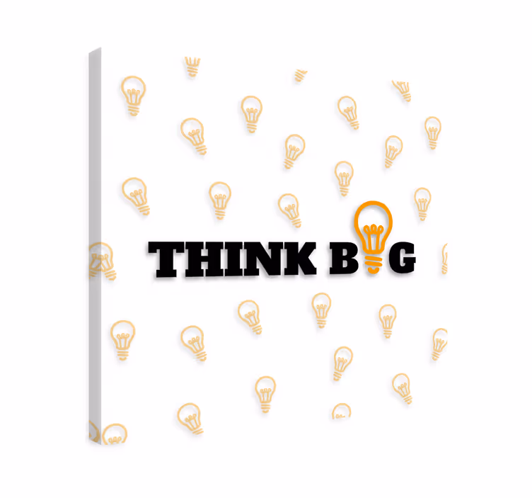 Canvas met 'think big' tekst en gloeilampen - TenStickers