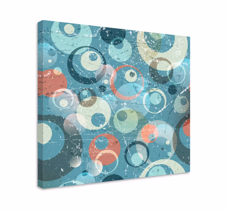 Blauwe canvas met abstracte cirkels kunst - TenStickers