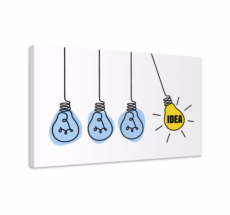 Canvas met gloeilampen en tekst idee - TenStickers