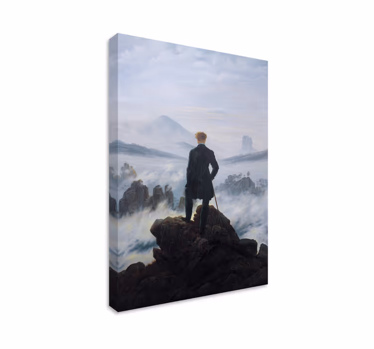 Wandelaar boven Zee van Mist Canvas schilderij - TenStickers