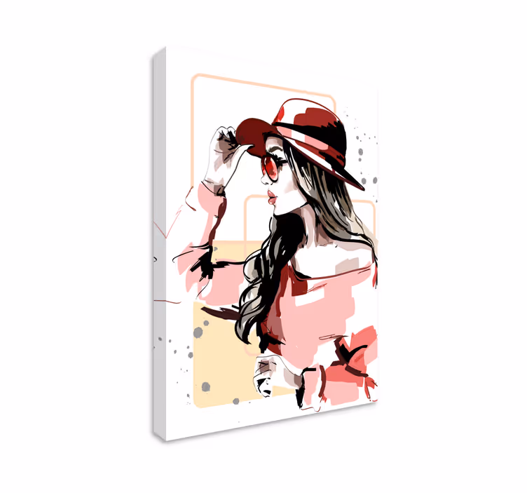 Moderne vrouw illustratie canvas schilderij - TenStickers