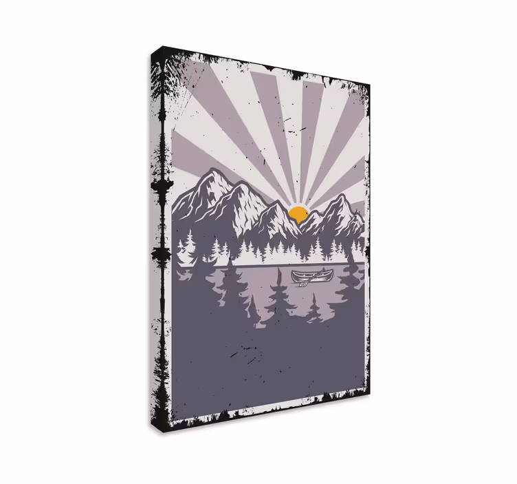 Landschapsmeer en bergen canvas schilderij - TenStickers