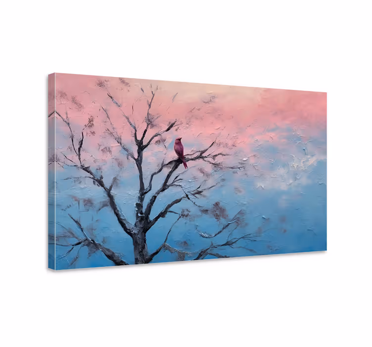 Vogel in een boom Canvas schilderij kunst - TenStickers