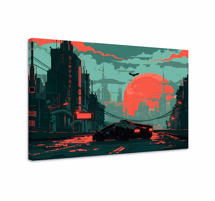 Cyberstad videogame canvas - TenStickers
