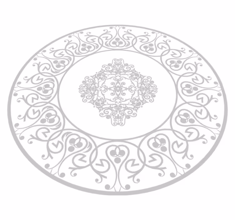Rond damast vinyl tapijt wit - TenStickers