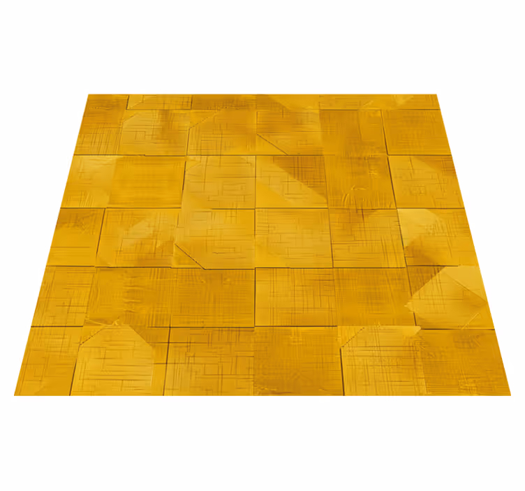 Geometrische vierkanten vinyl tapijt geel - TenStickers