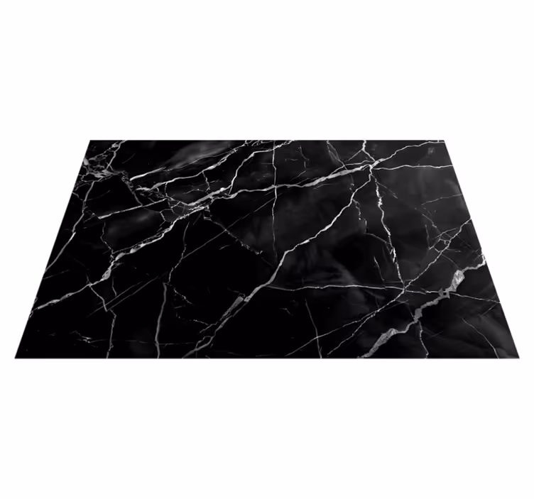 Marmer imitatie vinyl tapijt zwart - TenStickers