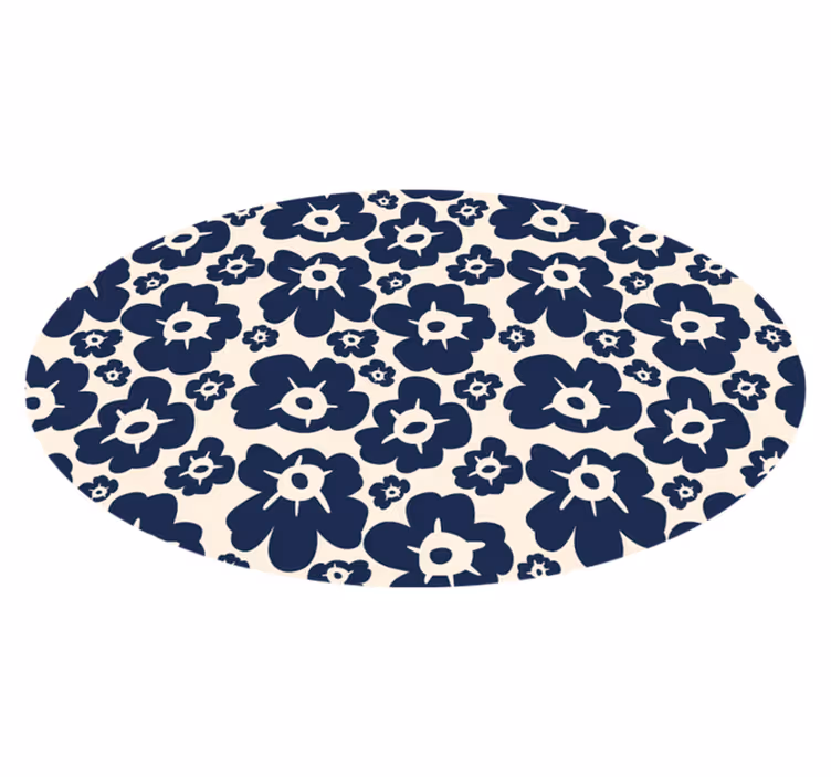 Donkerblauwe klaproos vinyl tapijt bloemen en planten - TenStickers