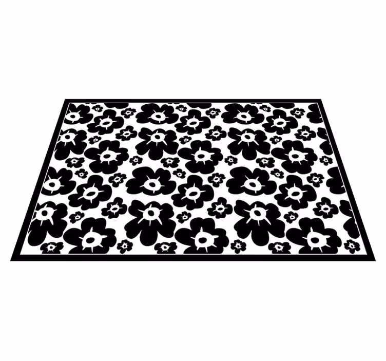 Zwarte klaproos vinyl tapijt bloemen en planten - TenStickers