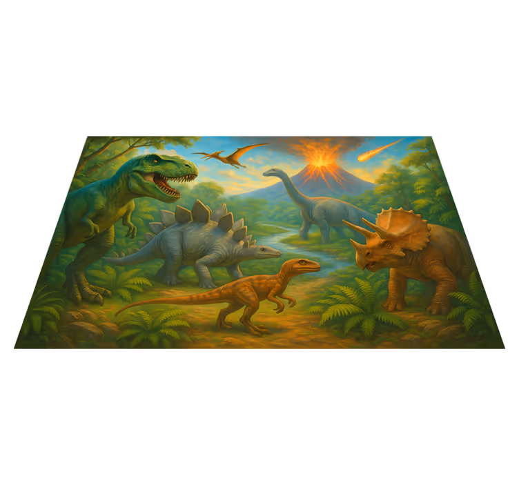 Uitsterven van de dinosaurussen dieren vinyl tapijt - TenStickers
