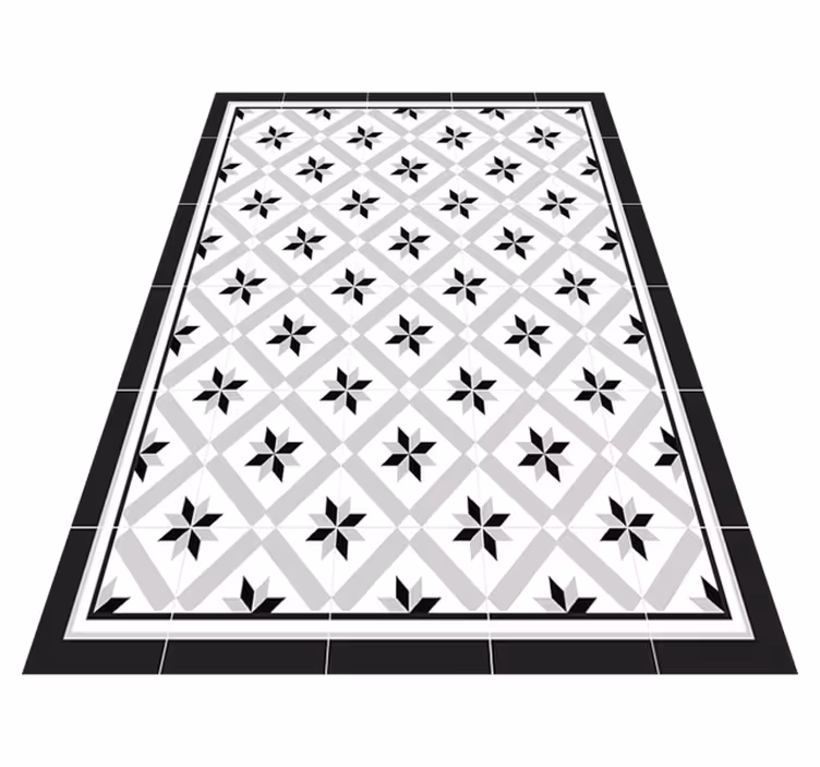 Hydraulisch zwart vinyl vloerkleed keuken - TenStickers
