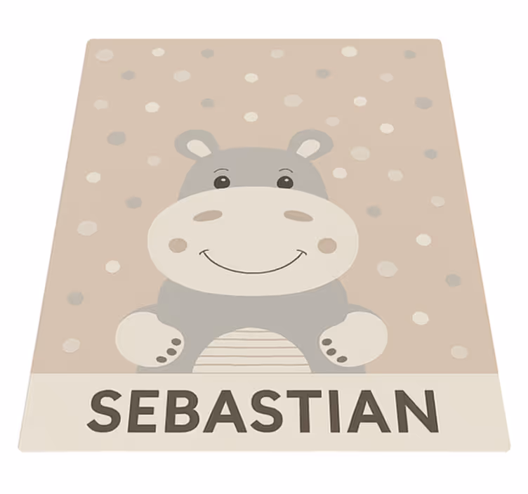 Op maat gemaakte beige nijlpaard vinyl tapijt voor kinderen - TenStickers