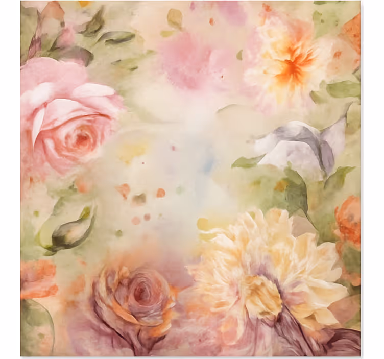 Roze bloemenrozen vinyl tapijt woonkamer - TenStickers