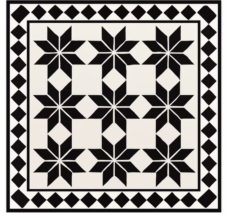Monochroom stertegelpatroon vinyl vloerkleed keuken - TenStickers