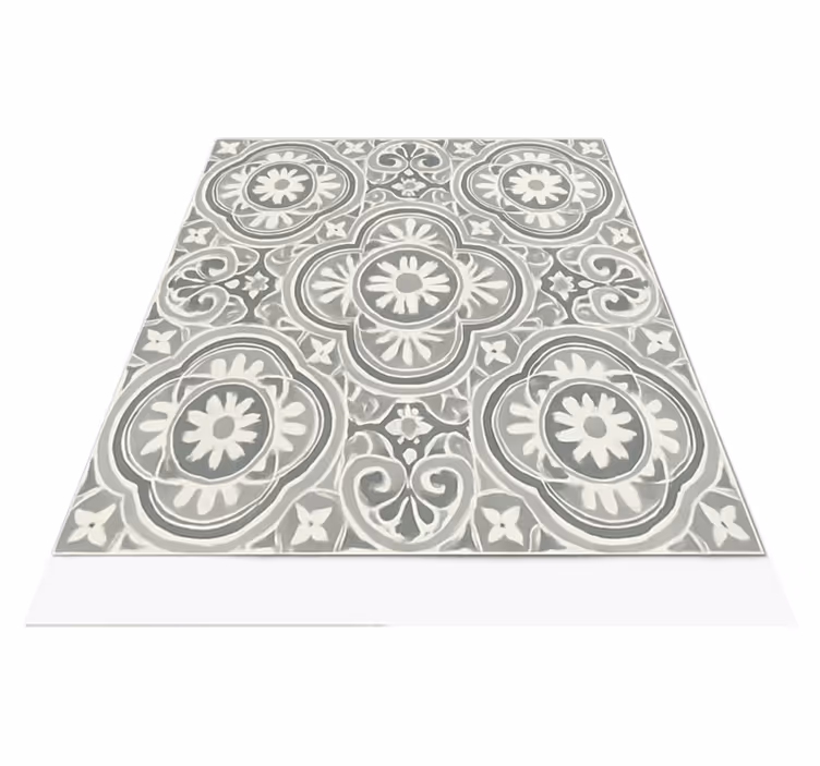 Grijs medaillon vinyl vloerkleed keuken - TenStickers