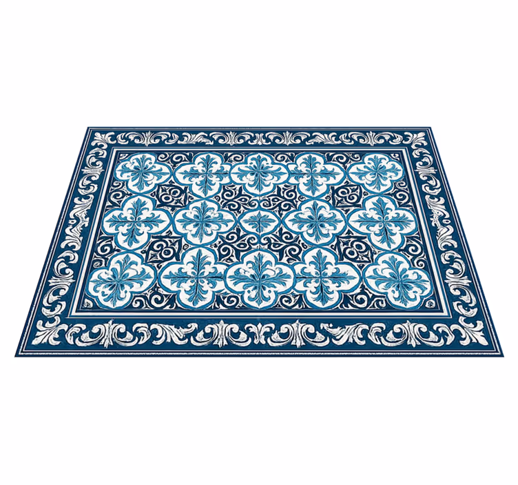 Portugees patroon blauw vinyl tapijt woonkamer - TenStickers